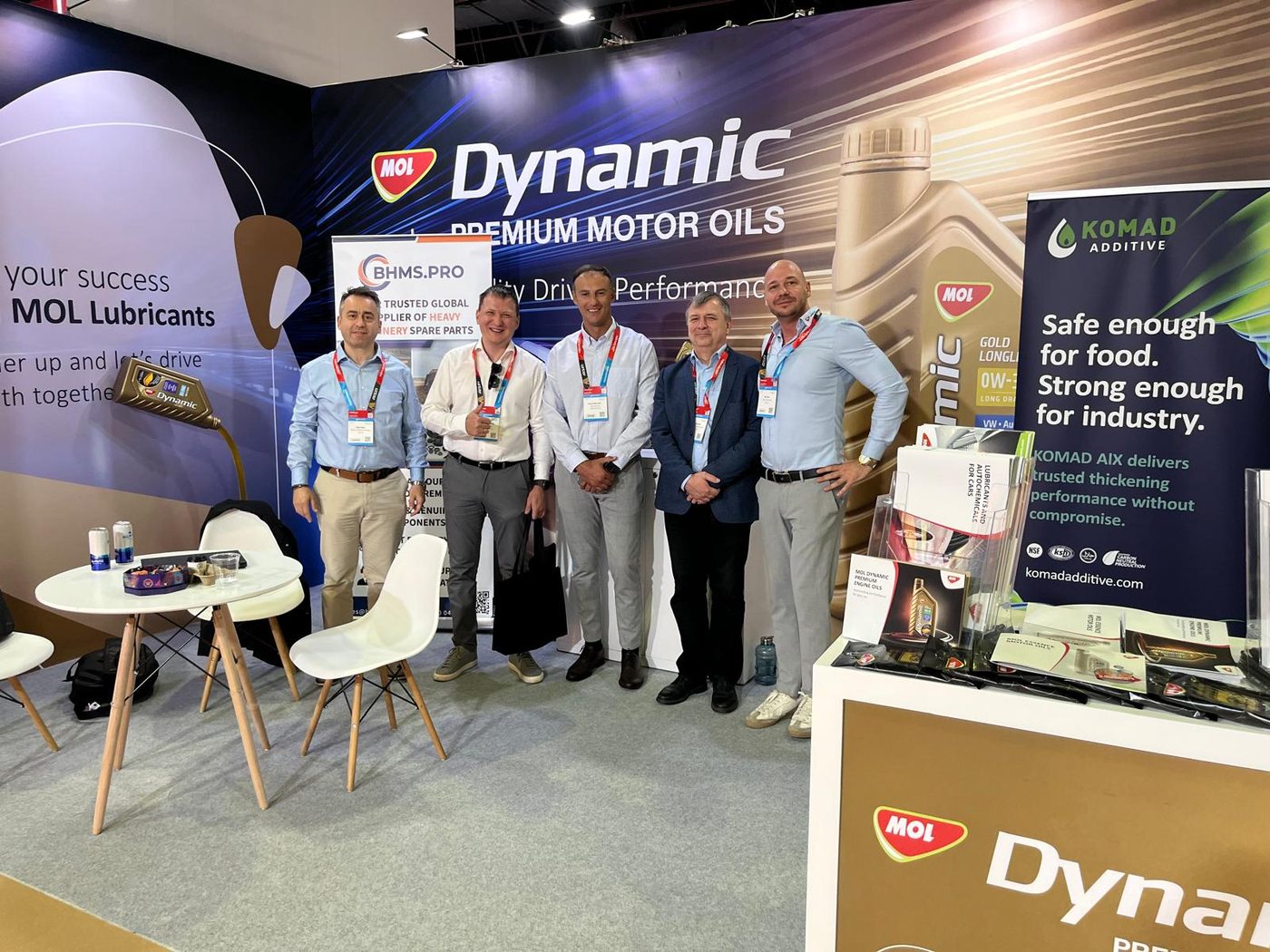 BHMS TRADING LLC team at the MOL Dynamic stand — official distributor of MOL Lubricants